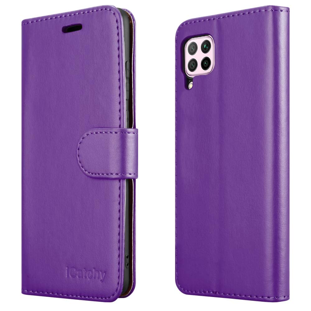 iCatchy For Huawei P40 Lite Case, Wallet Book [Stand View] Magnetic Closure [Kickstand] Full Protection Premium Leather Folio Case Compatible with Huawei P40 Lite Phone Cover (Purple) — image 1