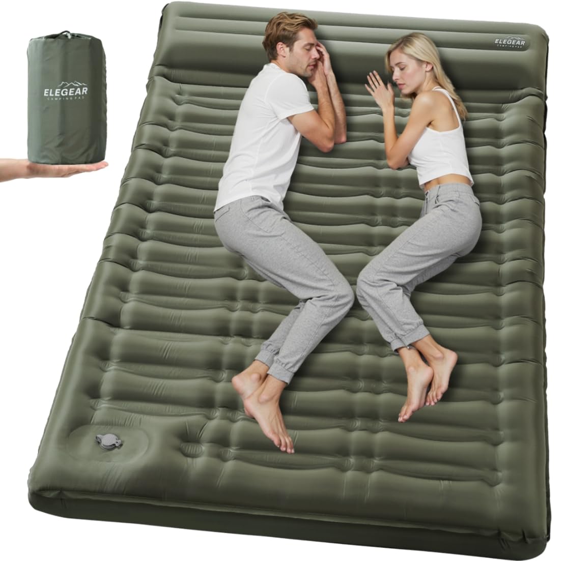 Photo 1 of Elegear CumbreX™ Double Sleeping Pad for Camping, 5.5" Ultra-Thick Inflatable Camping Sleeping Pad 2 Person with Built-in Foot Pump, Portable Camping Sleeping Mat for Backpacking Hiking Tent, Full