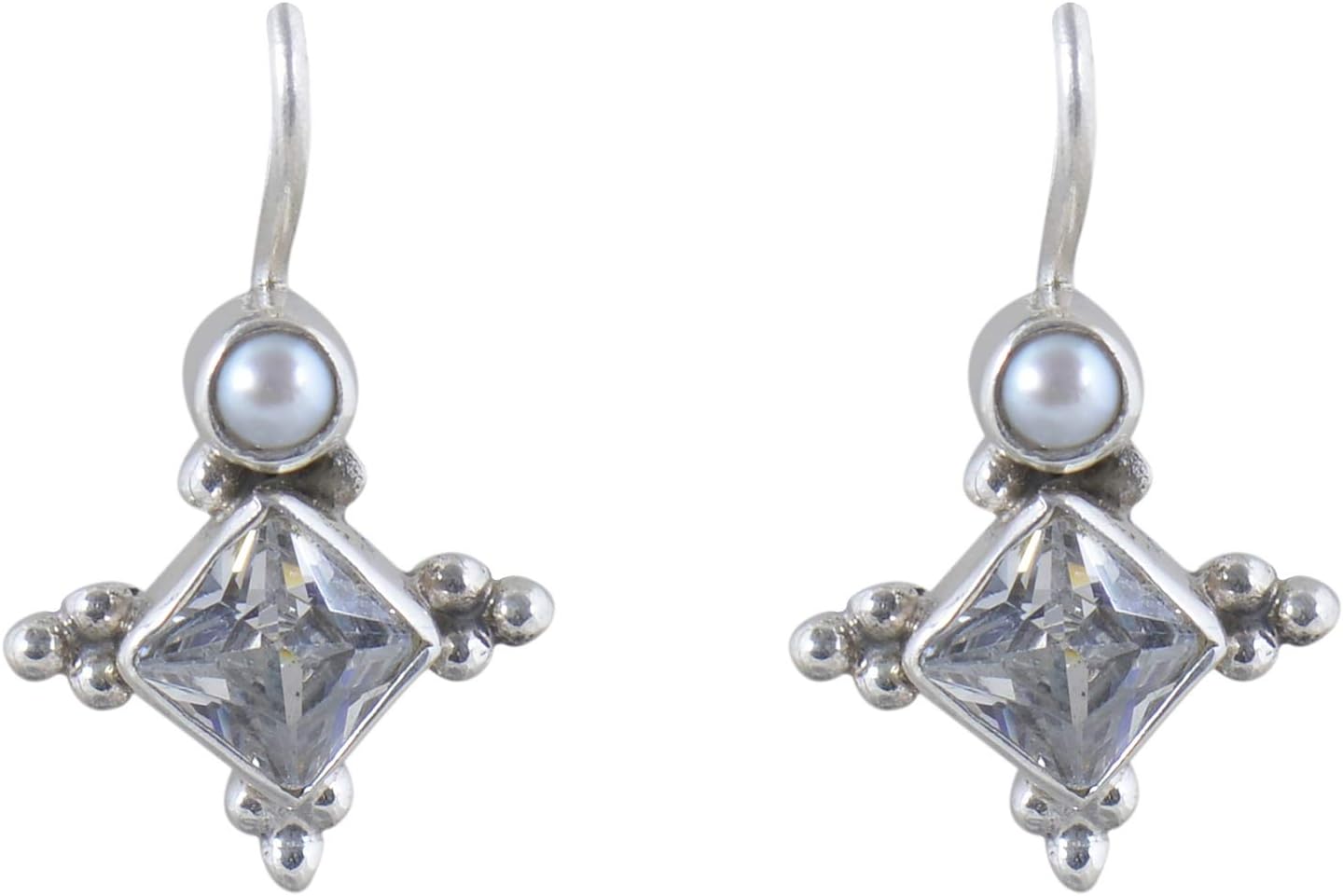 Silverwala925-92.5 Sterling Silver Real Amethyst,peridot,cubic zirconia,ruby,pearl,emerald Stone Fashion Stud Drop Earrings for Women