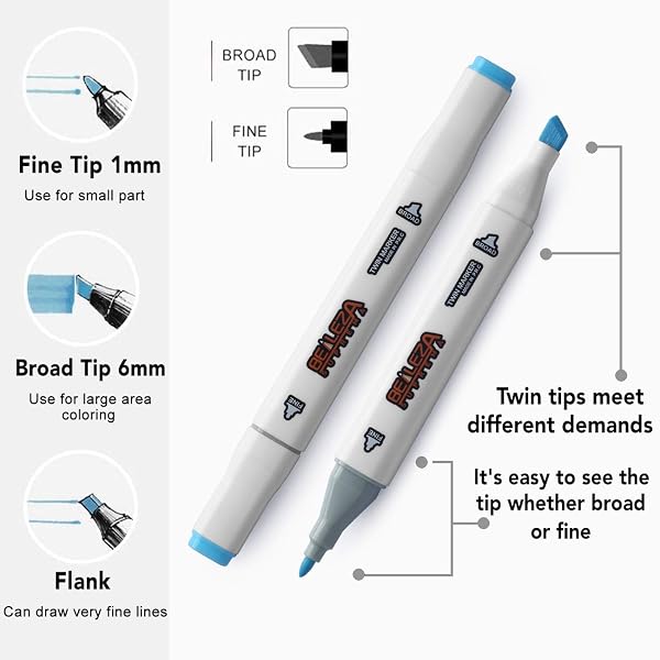 ALCOHOL MARKERS 100 COLORS ART MARKERS PROFESSIONAL ART PEN DUAL TIPS PLUS 1 BLENDER PERMANENT INK FOR PAINTING, COLORING AND DRAWING