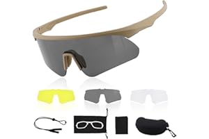 ToopMount Shooting Glasses, Tactical Eyewear with 3 Lens & Adjustable Lanyard, Hard Case, UV400 Protective Airsoft Goggle