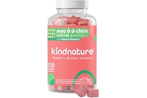 kindnature Myo-Inositol & D-Chiro Inositol Gummies with Vitamin D & Folate - Ideal 40:1 Ratio - 30 Day Supply