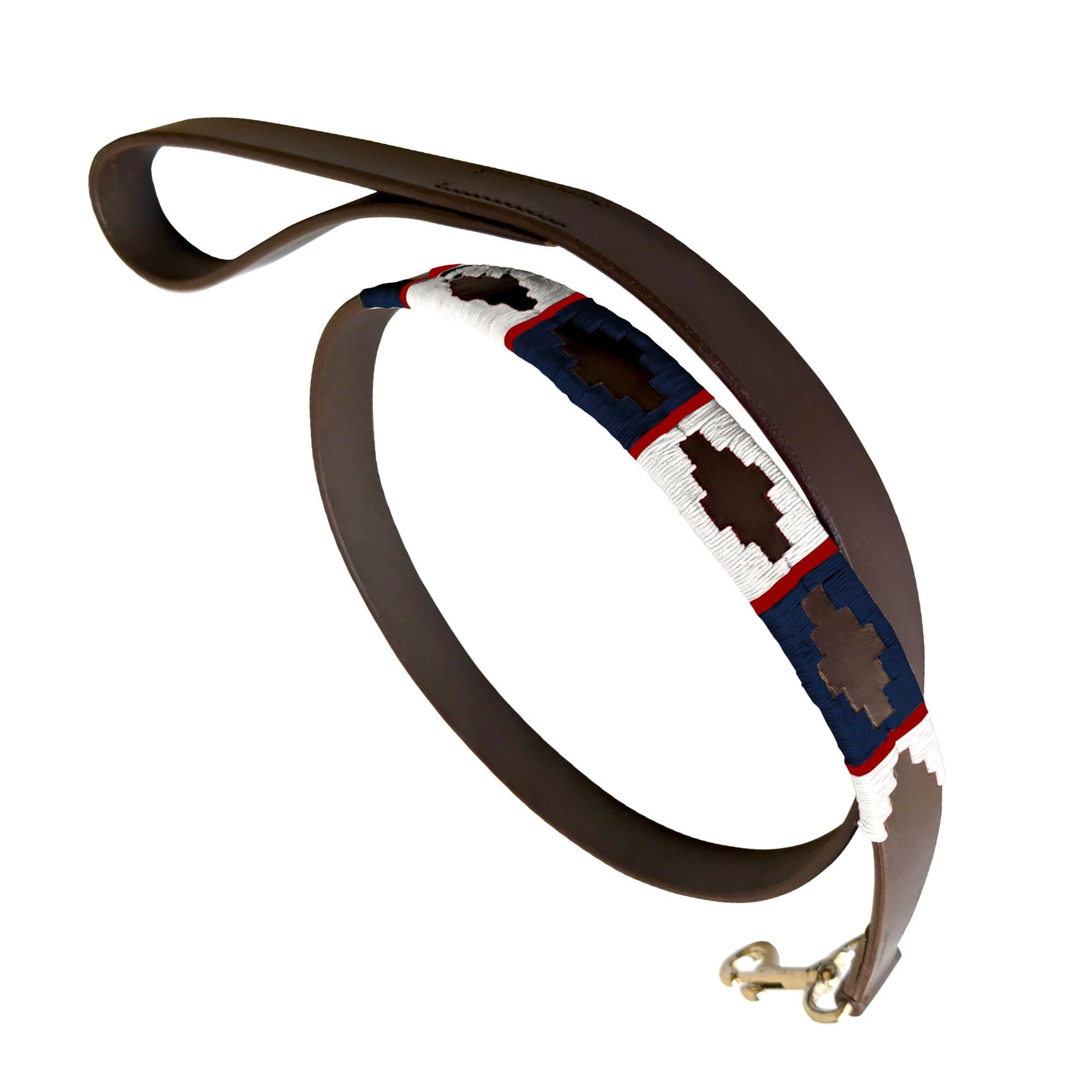Carlos Diaz Genuine Leather Waxed Embroidered Polo Dog Lead