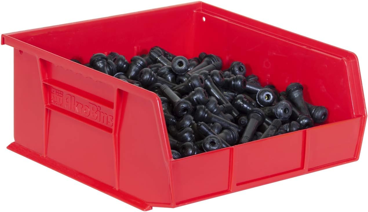 Akro-Mils 30235 AkroBins Plastic Storage Bin Hanging Stacking Containers, (11-Inch x 11-Inch x 5-Inch), Black, (6-Pack) - Open Home Storage Bins - 