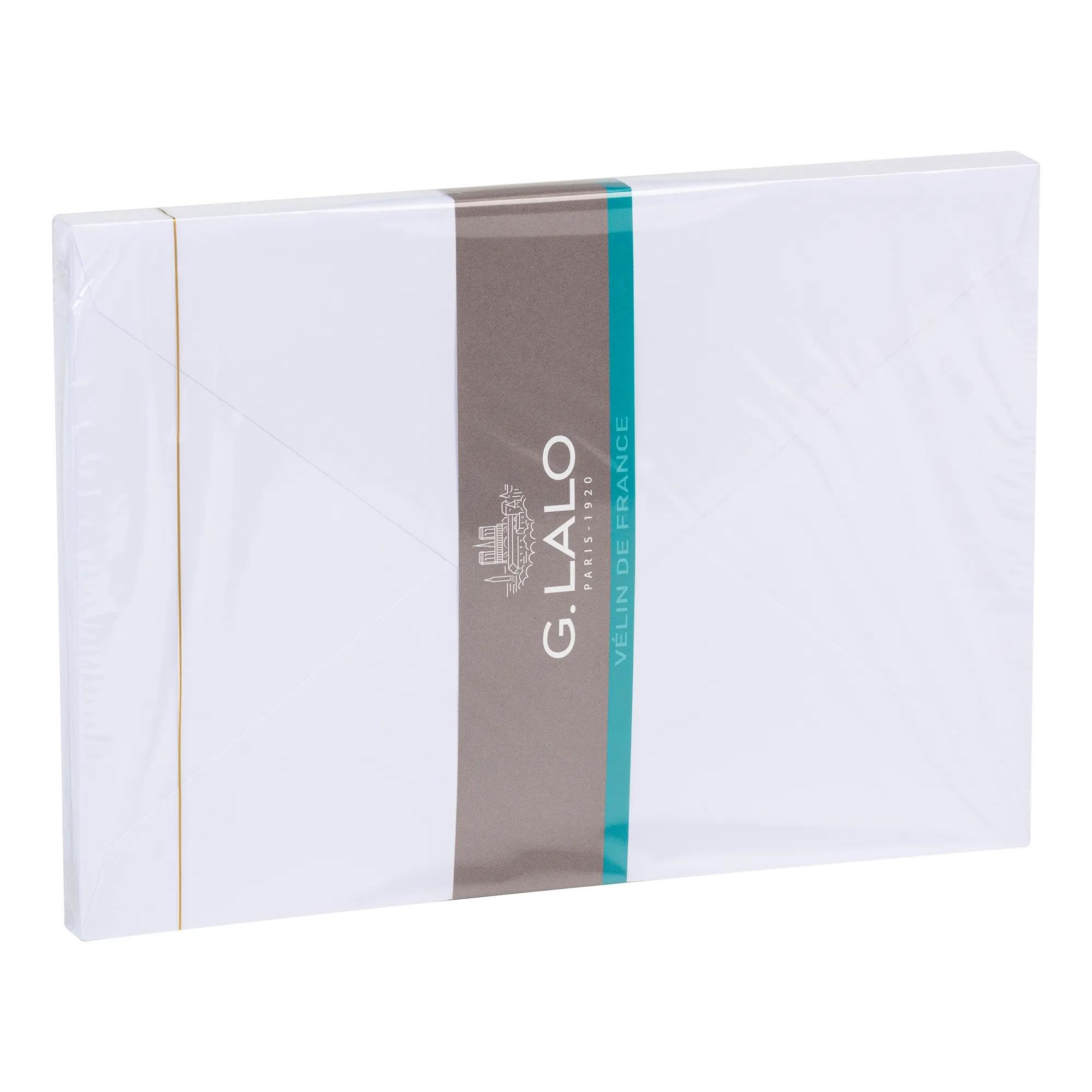Lalo 19601L - Velin De France. Film-wrapped pack of 25 white gummed Diploma envelopes. Size: 16.2x22.9 cm 120g, French Vellum, white, lined, Correspondence.