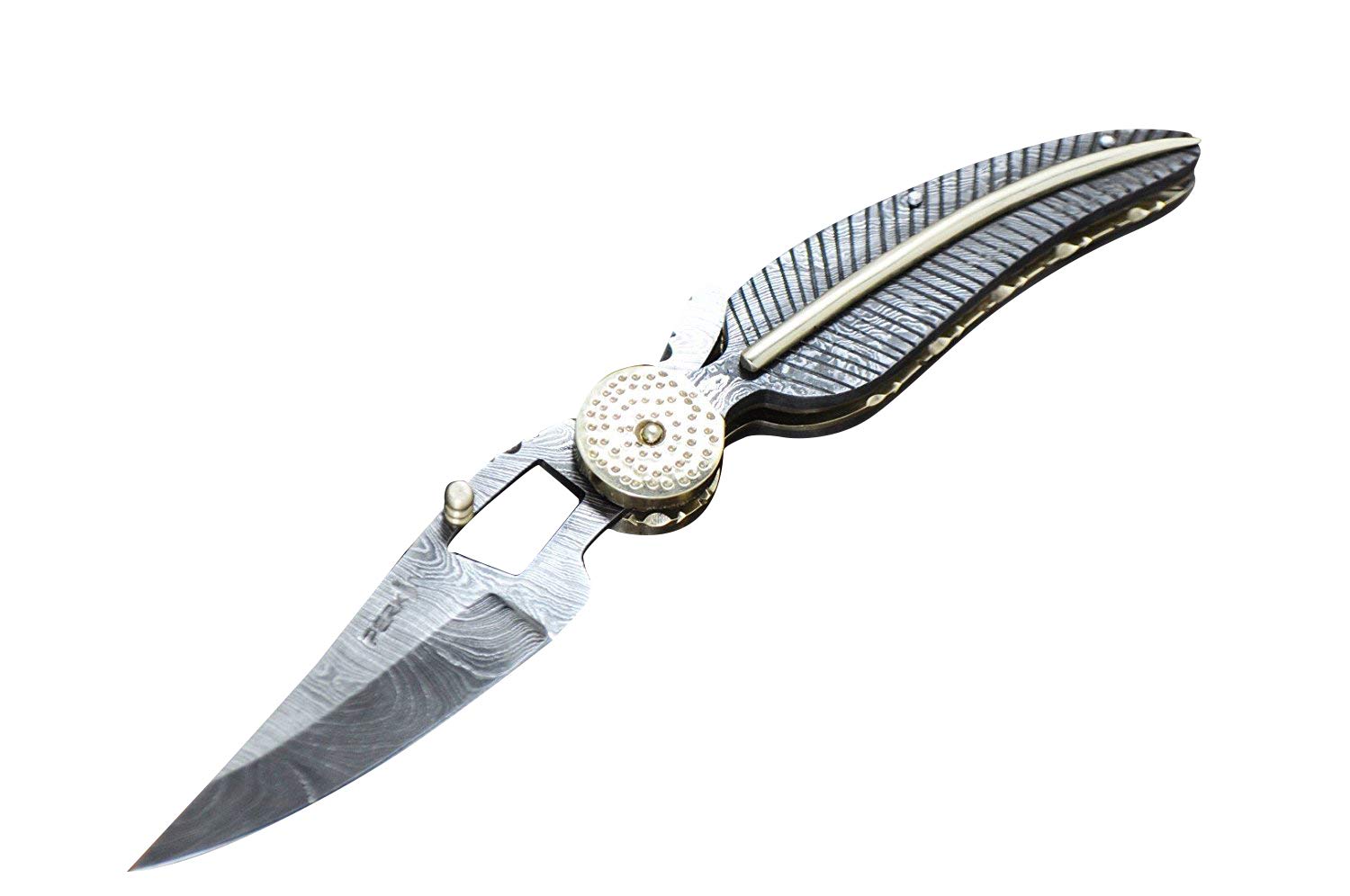 Perkin Handmade All Damascus Folding knife - Work of Art