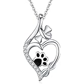 MEDWISE 925 Sterling Silver Dog Paw Print Necklace Infinity Symbol Pendant Heart Bone Necklace Infinity Jewelry for Women Ladies Wife Mother Daughter Dog Pet Lover Christmas Birthday Gifts