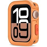 ZZDZZ Rugged Case Compatible with Apple Watch Case 46mm Series 11/10, Soft Flexible TPU Shockproof Protective Bumper Cover for iWatch 46mm, Orange