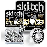 SKITCH Precision Fast Spin Bearings Set | 8 Pack 608 2RS ABEC 9 Chrome Steel Deep Groove Ball Bearing Set for Skateboards, Longboards, Inline Skates, Scooters | + Washers + Spacers | 8mm x 22mm x 7mm