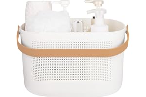 UUJOLY Plastic Storage Baskets with Handles, Shower Caddy Shelf Organizers Basket for Bathroom, Kitchen, Dorm Room, Yellow