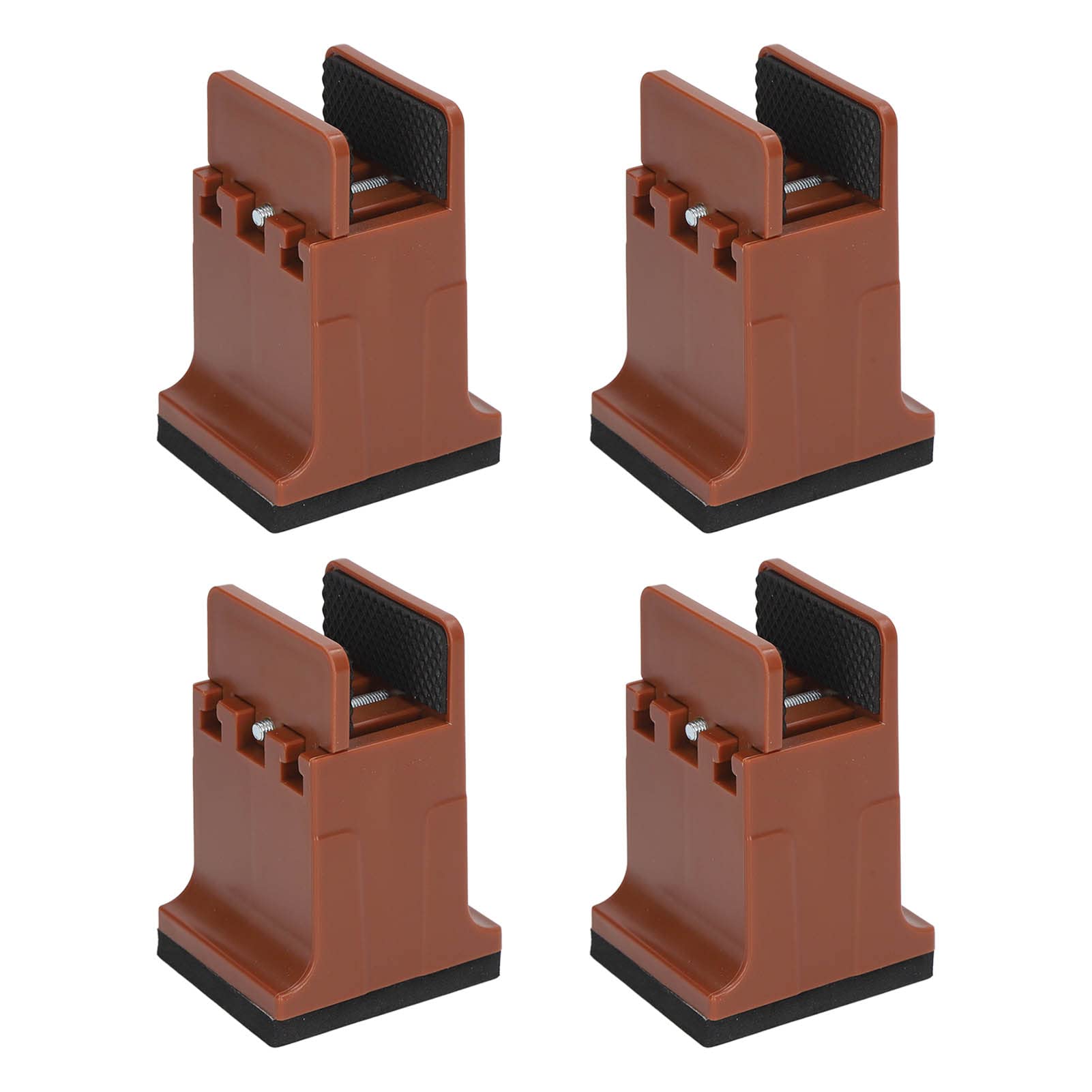 Lyrlody Raised Bed Blocks, 4pcs Adjustable Furniture Risers with Screw Clamp, Rubber, Brown, for Cabinet Sofa Table Desk Feet Lifting — image 1