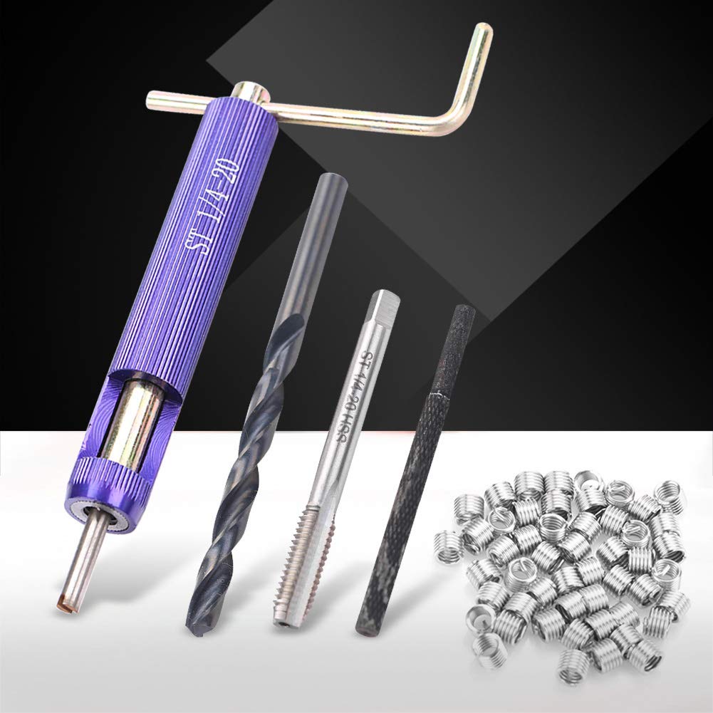 Thread Repair Insert, 50Pcs Stainless Steel Thread Insert Set Installment Tool Kit 1/4-20UNC1.5D Hex Socket Coiled Wire Insert: Industrial & Scientific