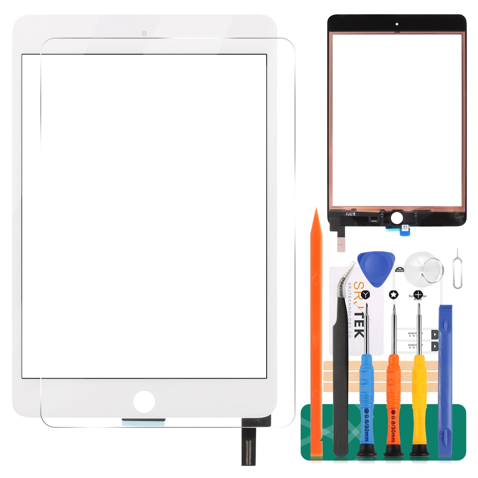 For IPad Mini 4 7.9 Screen Replacement 2015 A1538 A1550 Touch Screen Digitizer Glass Panel Lens Matrix Repair Parts Kit(No LCD) (White)