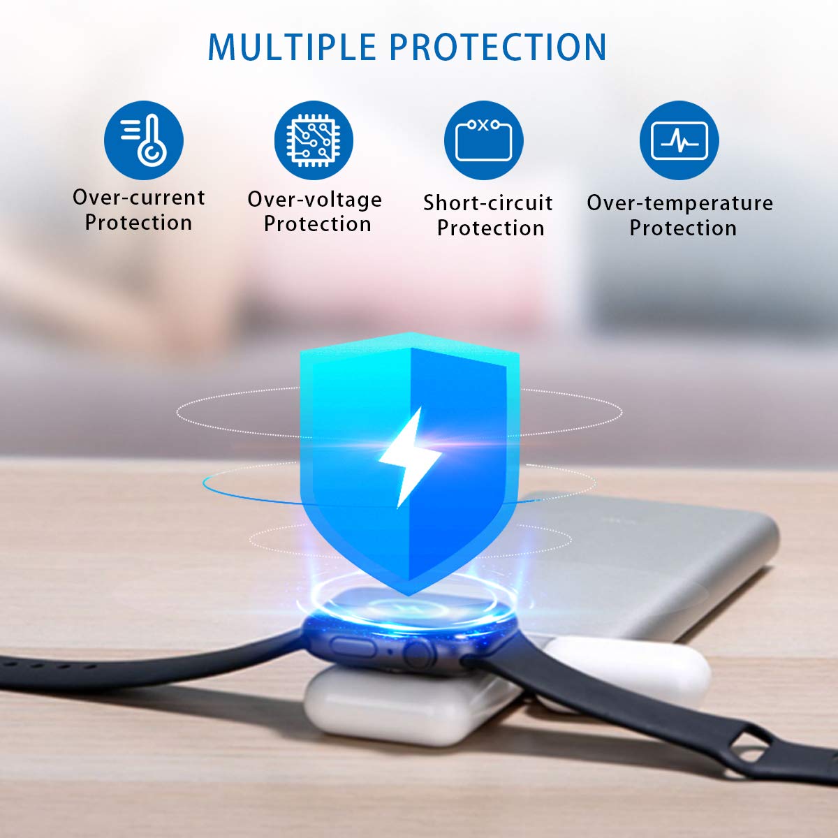 SKNONO Wireless Charger for Apple Watch, Portable Travel Power Bank Charger for iWatch 5/4/3/2/1, Built-in 1000mAh Battery with USB Port【Upgraded Version】