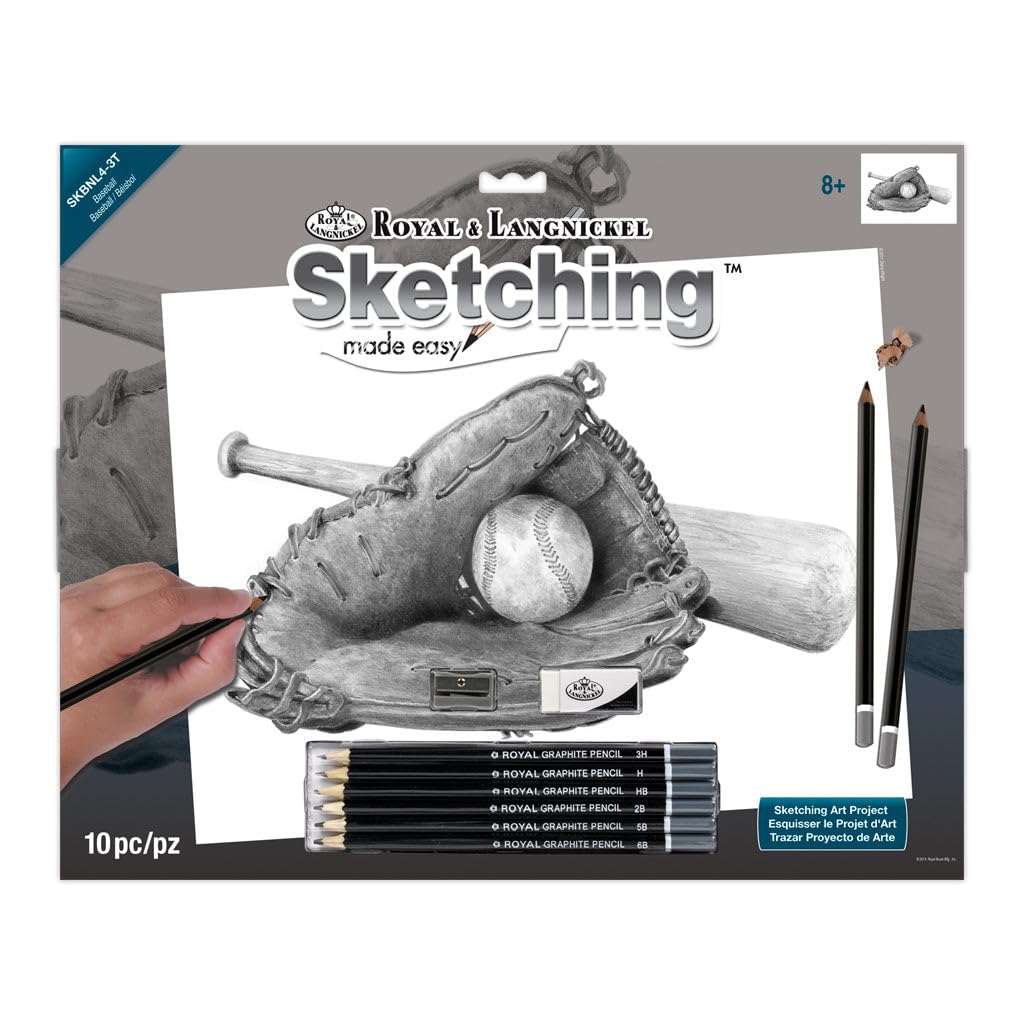 Royal & Langnickel 15 x 11 inch Baseball Pre-Printed Sketching Made Easy Drawing Set