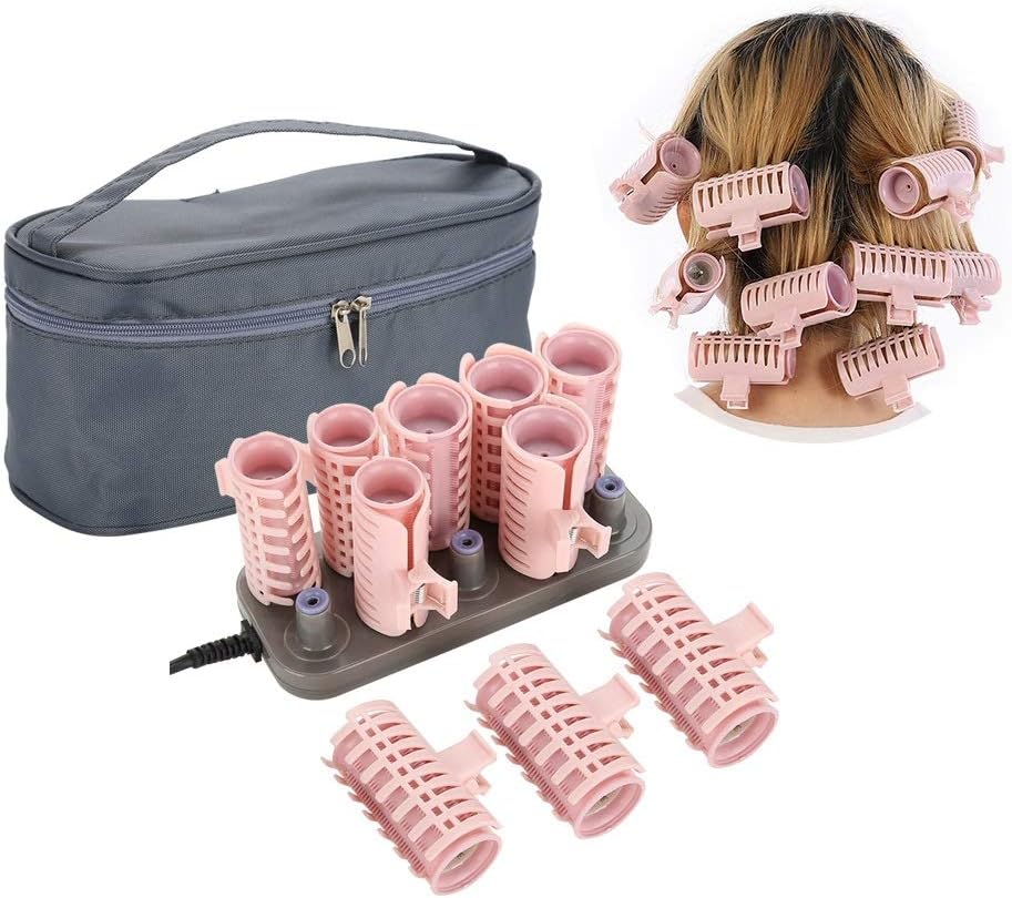 Jinxuny 10Pcs Professional Electric Heated Roller Curling Roll Hair Tube Hot Hair Styling Tool Hair Rollers Curlers Self Grip Holding Rollers for Long Medium Short Hair (Style : Classic Style)