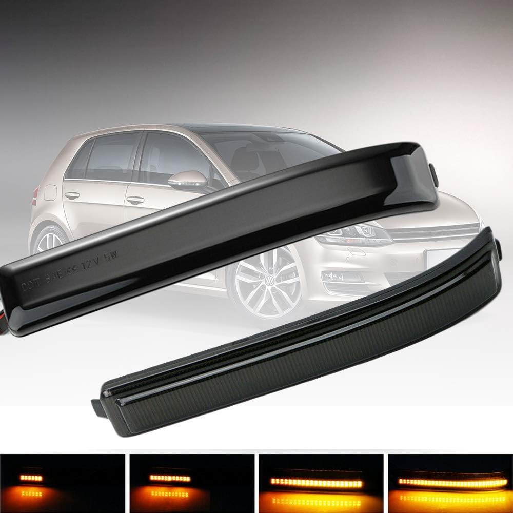 Dynamic Lens LED Side Mirror Marker Lights Smoked for 2009-2014 Ford F-150/2010-2014 Ford Raptor