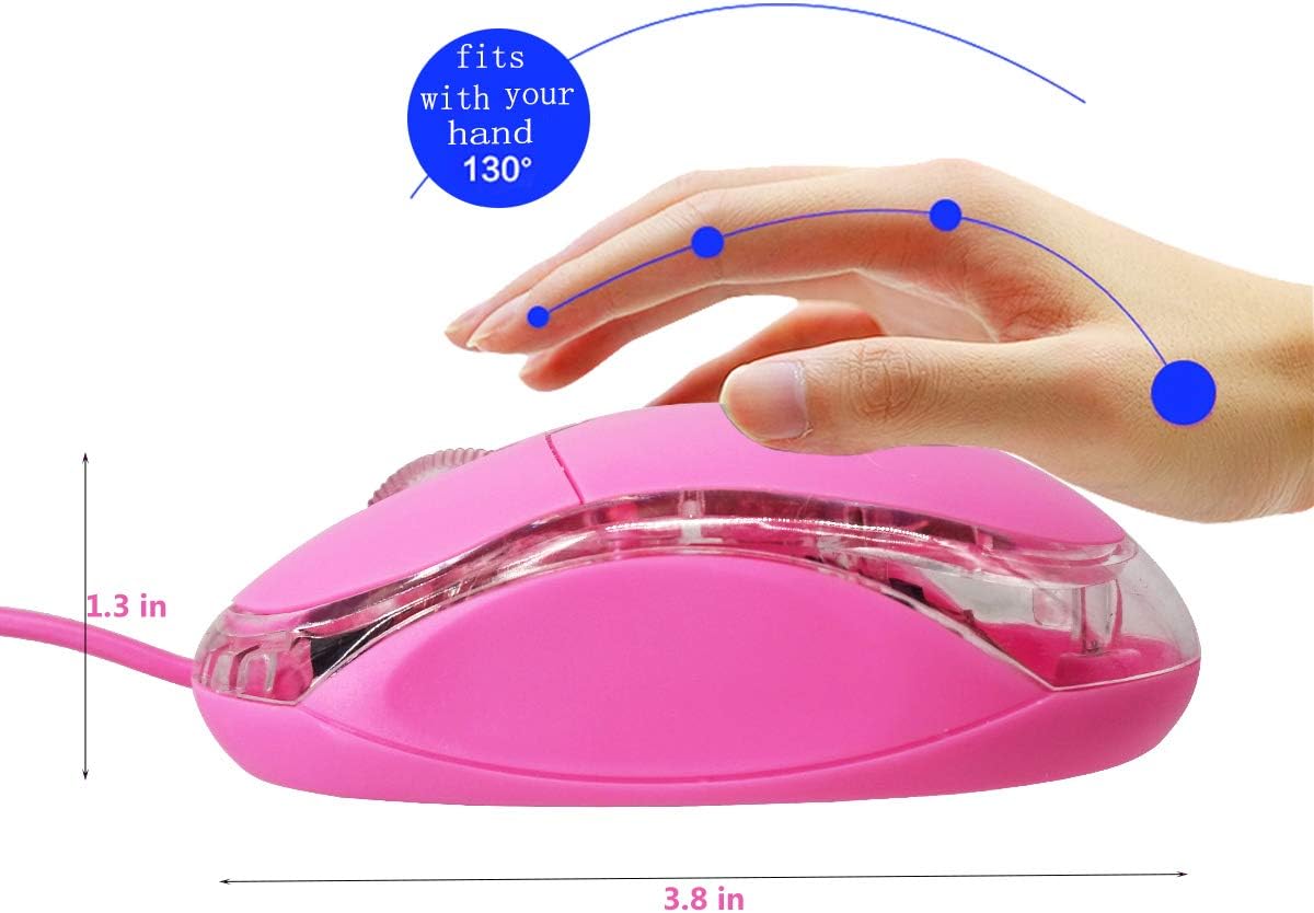 SOONGO Pink USB Optical Mouse for Laptop PC & Desktop - Compatible with Windows, Linux, Mac, Medium - Image 3