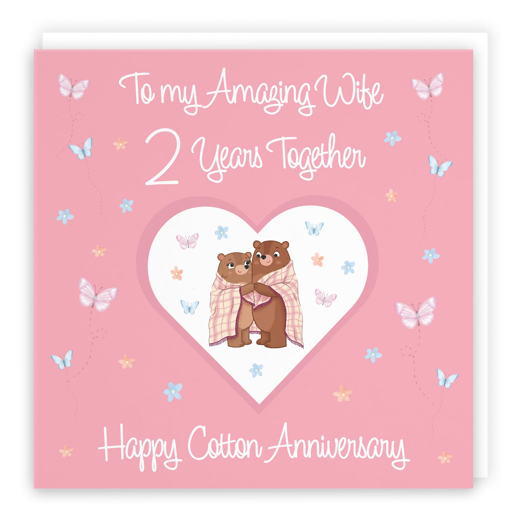 Hunts England - Wife 2nd Anniversary Card - 2 Years - Cotton Anniversary - Romantic Meadows - Fun Card - Second Anniversary Card For Wife — image 1