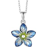 DESTIN Cherry/Lotus Flower Pendant Necklace 925 Sterling Silver Flower Jewelry Gifts for Lover Women Girls for Valentine's Day Birthday Christmas Mother Day