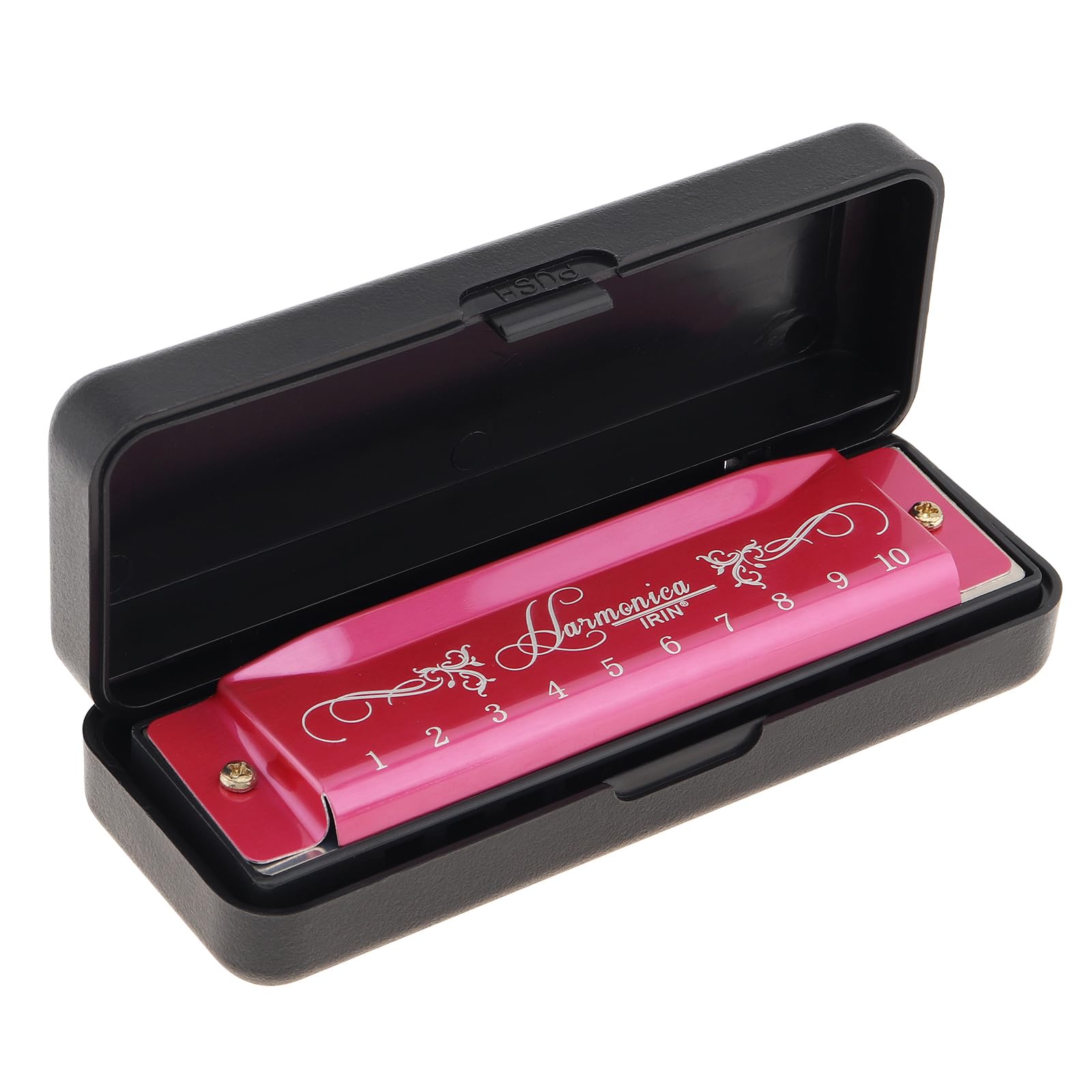 Diatonic Blues Harmonica Mouth Organ Key of C - 10 Holes 20 Tones Blues Harp (Rose Red)