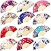 Chuangdi 12 Pcs Folding Hand Fans for Line Dancing Bulk Silk Fabric Popping Clapping Fans for Line Dancing on The Ground for Women Foldable Wedding Decoration Gifts(Rose)