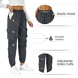 COPYLEAF Womens Parachute Cargo Pants with Pockets