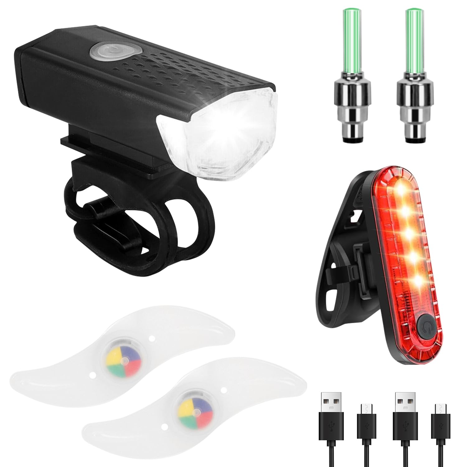 OWill Bike Lights - Front & Back USB Rechargeable, 4 Bright Modes, Waterproof for Mountain Cycling, Adult & Kids Riding Accessories