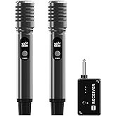Wireless Microphones, Wireless Microphone with One-to-One Chip Connection, 40H Rechargeable Battery, 200FT Range, Plug and Play, Ergonomic Design,Less Latency Microphone for Singing Video Recording