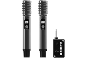 ECHOMUSSY Wireless Microphones, Wireless Microphone with One-to-One Chip Connection, 40H Rechargeable Battery, 200FT Range, Plug and Play, Ergonomic Design,Less Latency Microphone for Singing (YA-004)