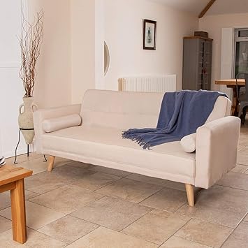 Wido Beige Luxury Stylish Linen Fabric Upholstered Sofa Bed 3