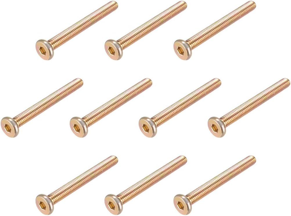 sourcing map M6x55mm Furniture Screw Hex Socket Machine Screws Zinc Plated Fasteners Bolts Full Thread Carbon Steel 10Pcs