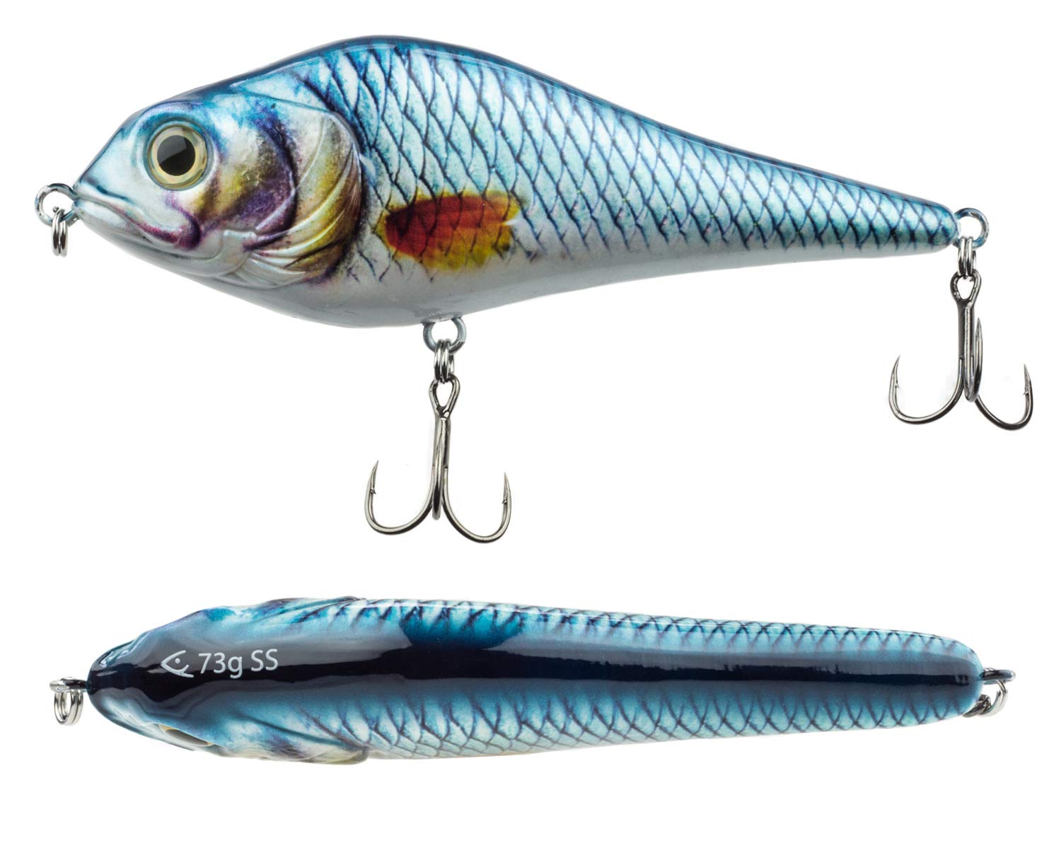 FISHN Jerkbait - Weight: 73g - Length: 15cm, Wobbler, Artificial Lure with Mustad Hooks, Fishing Lure for Pike, Perch, Trout (Blue Fin)