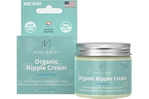 Mama & Wish Organic Nipple Cream - Breastfeeding Balm | Lanolin-free, Postpartum Essentials Safe for Nursing, Non-GMO (Unscented)
