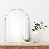 TEEBARN Brushed Nickel Arched Mirror 21x30 Wall Mounted Bathroom Mirror with Metal Frame Arched Top Vanity Mirror for Wall Decor Hangs Vertically