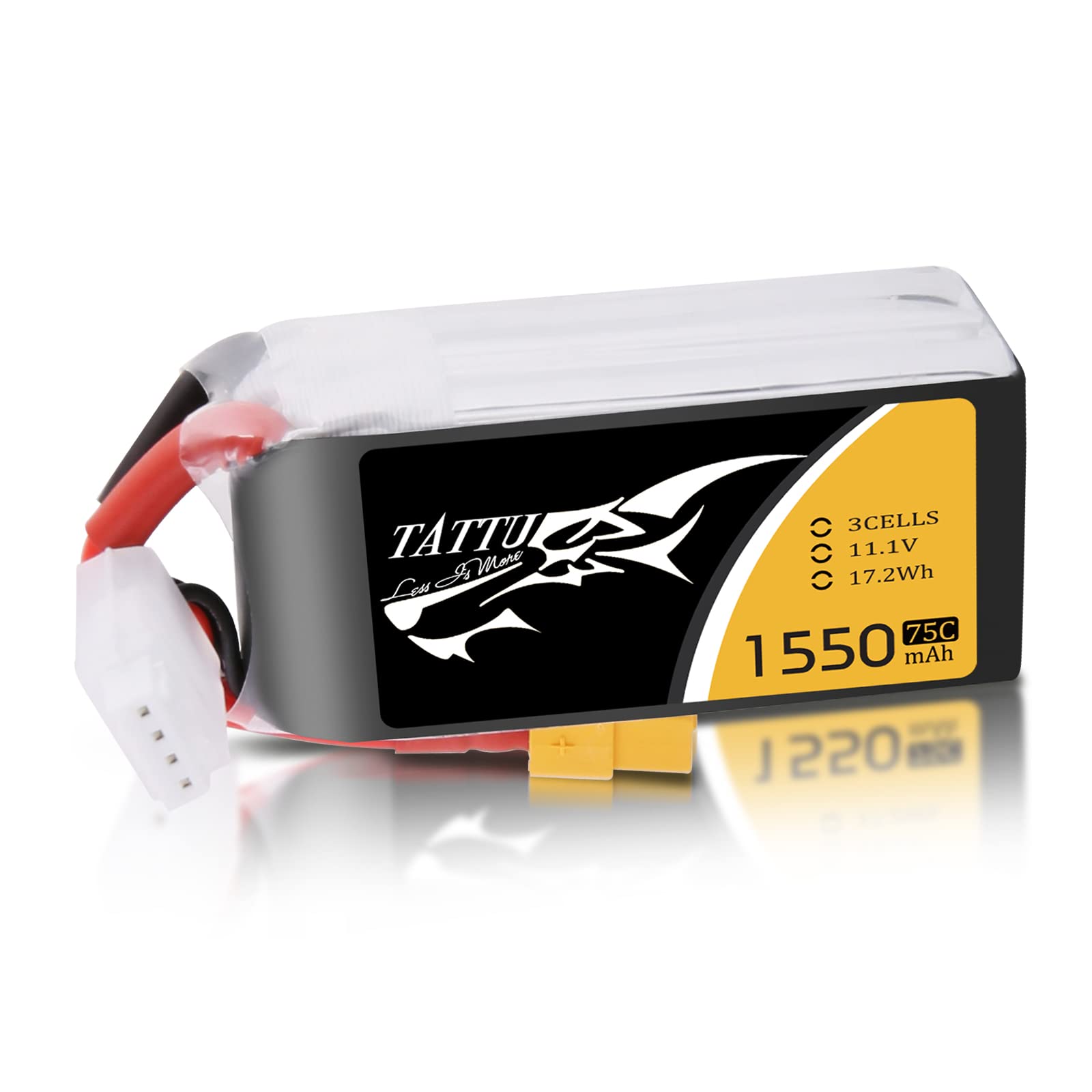Tattu RC Battery 1550mAh 75C 3S 11.1V LiPo Battery Pack with XT60 Plug for FPV Racing Quadcopters UAV Drone RC Car RC Boat RC Heli Airplane