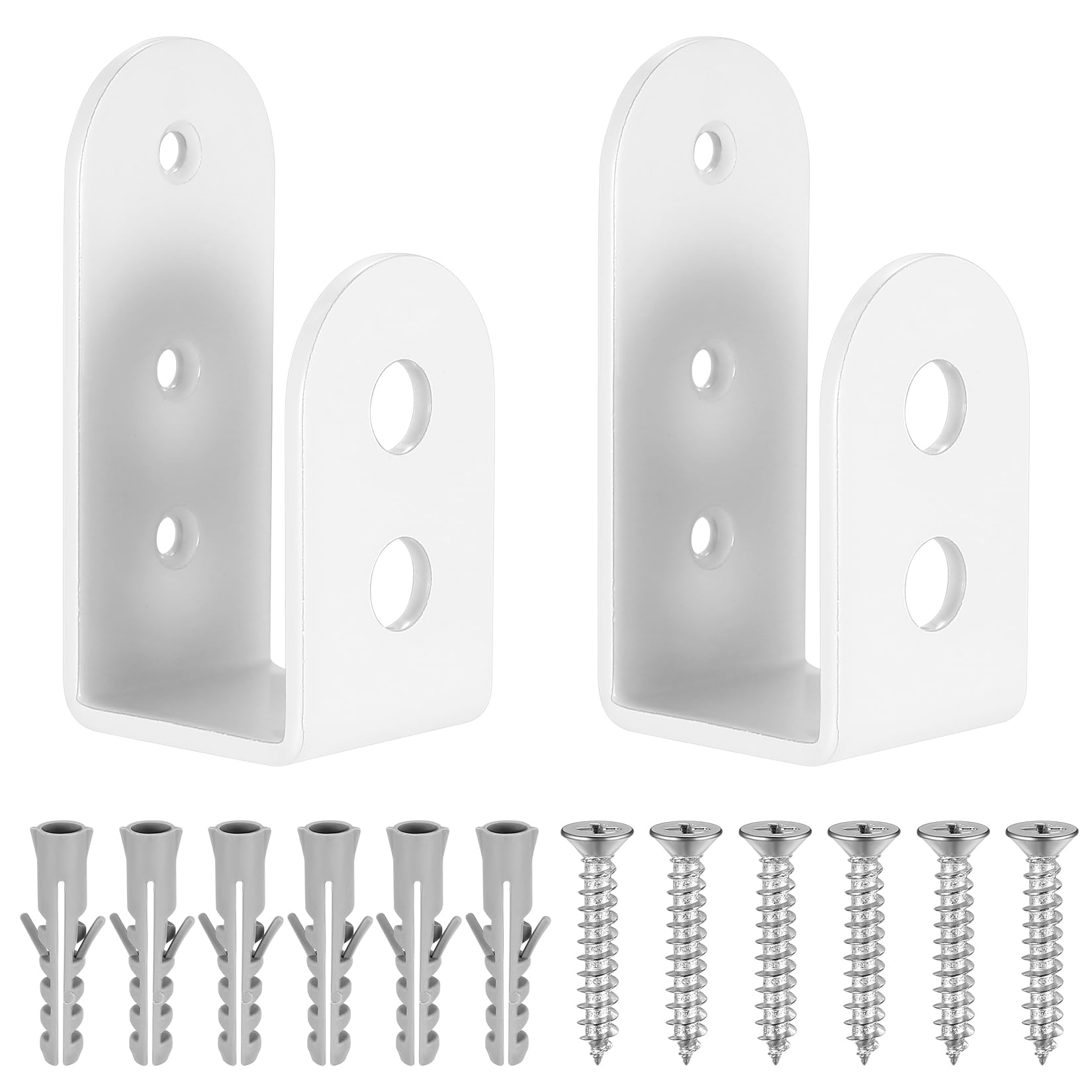 2 Pcs Door Barricade Clamps U Brackets, U Shaped Bar Security Locks for Home Shed Garage Gate Door Reinforcement, Fits 2 x 4 Lumber (2pcs White Round) โ image 1