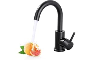 IVIGA Modern Bar Sink Faucet, Single Handle Bathroom Kitchen Sink Faucet, 1 Hole Wet Bar Sink Faucet with 360°Swivel Spout for bar RV Laundry Farmhouse, Matte Black