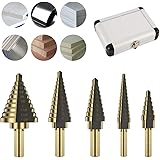5PCS Titanium Step Drill Bit HSS Cobalt Multiple Hole 50 Sizes High Speed Metal Steel Step Drill Bit Set Tools with Aluminum 