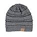 YourStyle USA Trendy Warm Chunky Soft Stretch Cable Knit Slouchy Beanie (One Size, Charcoal/Metallic Silver)