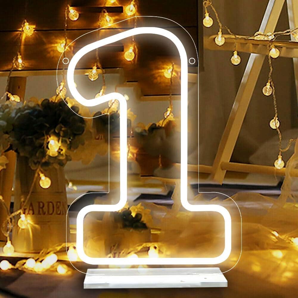 attneon Number 1 Neon Sign,Led Light Up One Numbers