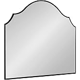 Kate and Laurel Leanna Modern Wide Horizontal Arch Wall Mirror; 28 x 32; Black; Sophisticated Arched Bathroom Vanity Mirror w