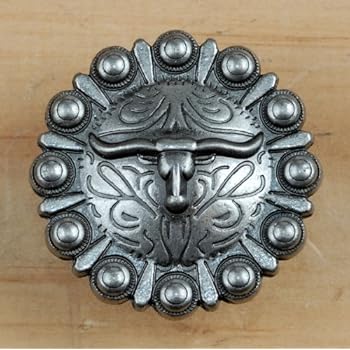 Longhorn Pull Western Cabinet Hardware - Silver Finish, Drawer Pulls And Knobs, Old West Style