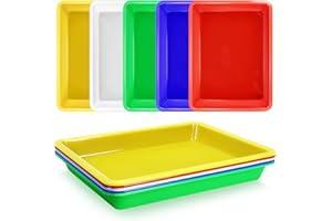 Weoxpr 5 Pack Multicolor Plastic Art Trays - Activity Tray Crafts Organizer Tray Serving Tray for School Home Art and Crafts, DIY Projects, Painting, Beads, Organizing Supply