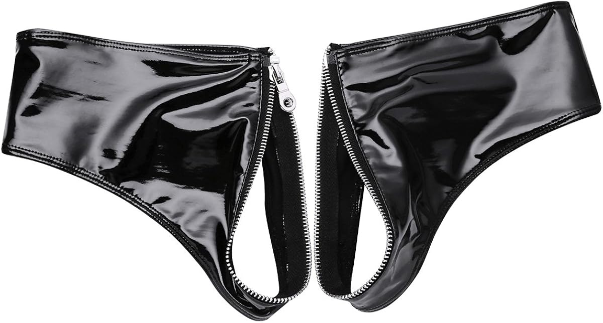 iEFiEL Womens Shiny Zipper Crotch Low Rise Bikini Briefs Special Night Underwear Club Wear: Clothing