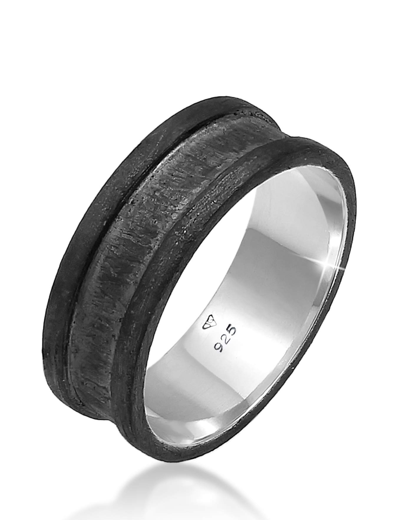 Kuzzoi Solid Men's Ring Wide Band Ring (8 mm) Wide in 925 Sterling Silver, Silver Ring Oxidised in Basic Black Design, Ring for Men in Ring Size 60 – 66, 0607691620, Sterling Silver