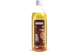 Khomane 100% Virgin Cold Pressed Peanut (Groundnut) Cooking Oil, No Preservatives with Minimal Processing - 1 Liter (Pack of 