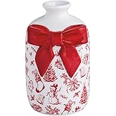Mud Pie Christmas Bow Toile Bud Vase