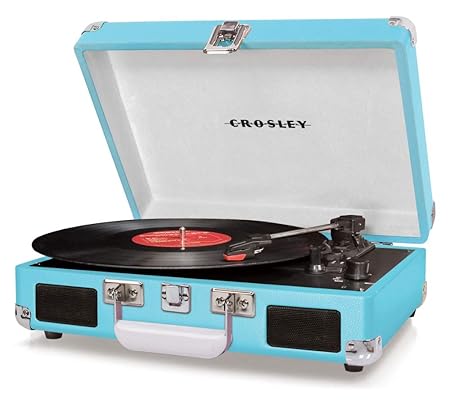 Crosley Cruiser Deluxe Plattenspieler (Plattenspieler per Gurt, Türkis, 33 1/3,45,78 RPM, DC Motor, Drehbar, Full Range)