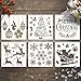 GSS Designs Christmas Stencils Template Pack of 6 -Merry Christmas,Santa Claus,Christmas Tree,Snowflakes,Bulbs,Reindeers for Christmas Decoration 6X6 inch DIY Craft Template Stencils